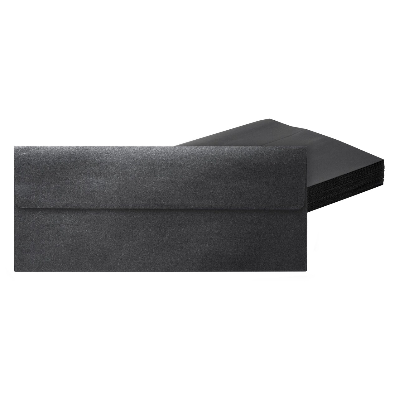 50 Pack #10 Business Envelopes for Invitations, Black Metallic with Square Flap (4 1/8 x 9 1/2 In)